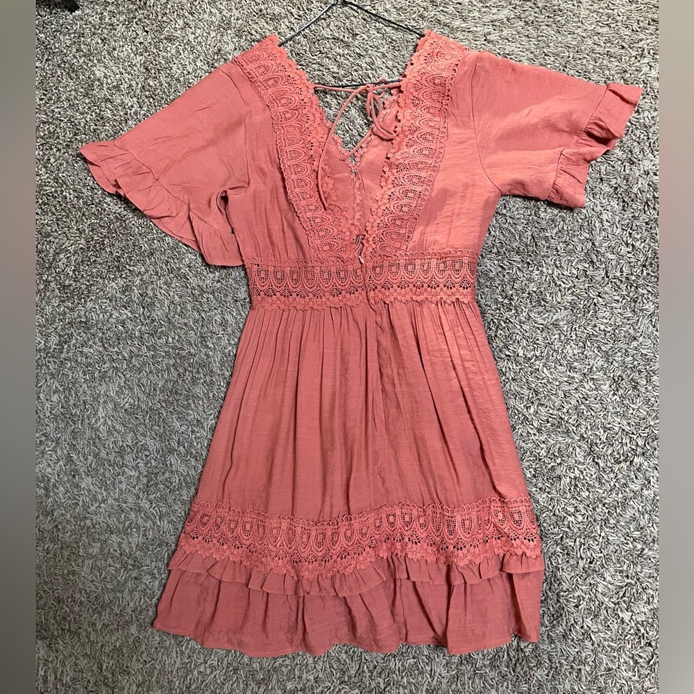 FRANCESCAS PINK/ORANGE DRESS - Picture 2 of 3